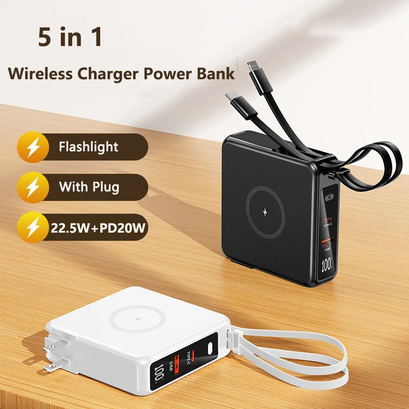 5 in 1 Wireless Charger/Power Bank Adapter 10000 mAh