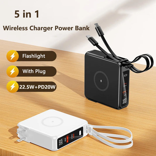 5 in 1 Wireless Charger/Power Bank Adapter 10000 mAh